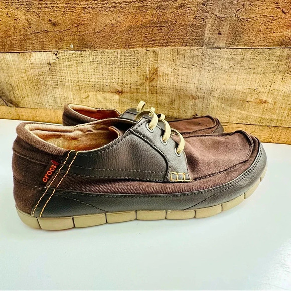 Crocs Casual Lace Up Canvas Boat Slip On Shoes - Picture 2 of 7